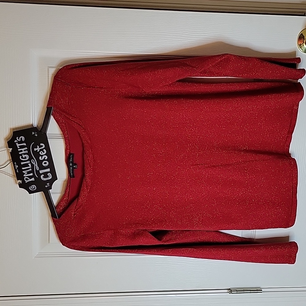 Preston & York XL Blouse Metallic Red